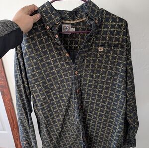 Cinch Men's Black and Gold Casual Button Down Shirt